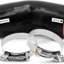 High Performance 45 Degree ID 3 inch(76mm) Elbow Silicone Coupler Hose, 4-Ply Reinforced Wall Thickness 5mm Length 4 inch for Turbo/Intercooler/Intake Pipe with 2 T-Bolt Clamps