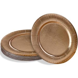 2 x Silver Spoons Gold with Beaded Rim Disposable Charger Paper Plates - 13" (Pack of 10) - Perfect for Weddings, Parties & Special Occasions