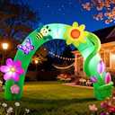 DomKom 8FT Spring Inflatable Arch with Flower Outdoor Decoration, Blow Up Easter Decoration, Built-in LEDs for Holiday Party, Garden, Lawn, Yard, Patio, Indoor, Outdoor