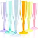 WDF 36 Pack Colorful Plastic Champagne Flutes - 7OZ Colorful Champagne Flutes Plastic Party Supplies, Pink, Yellow, Green, Blue, Purple, Orange Champagne Glasses 6 Pieces Each for Party/Wedding/Spring