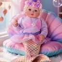 BABESIDE Mermaid Baby Doll - 17-Inch Realistic Soft Baby Dolls with Playful Mermaid Tail & Accessories Easy to Carry Mermaid Toys for 3 4 5 6 7 8 9 Years Girls Birthday Gift, Pretend Play & Christmas