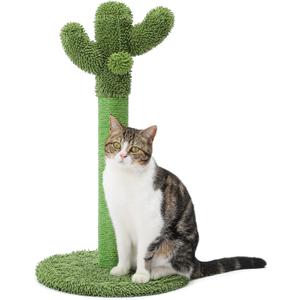 Made4Pets Cat Scratching Post, 25.6" Cactus Cat Scratcher Kitten Scratch Post with Sisal Rope for Indoor Cats Claw Scratcher, Vertical Green Cat Tree with Dangling Ball for Kitties Medium