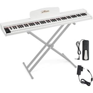ZHRUNS Digital Piano 88 Key Weighted, Full Size Electric Keyboard Piano for Beginners, Portable Piano Keyboard with Sheet Music Stand, Sustain Pedal, Power Adapter, White (Keyboard Only)