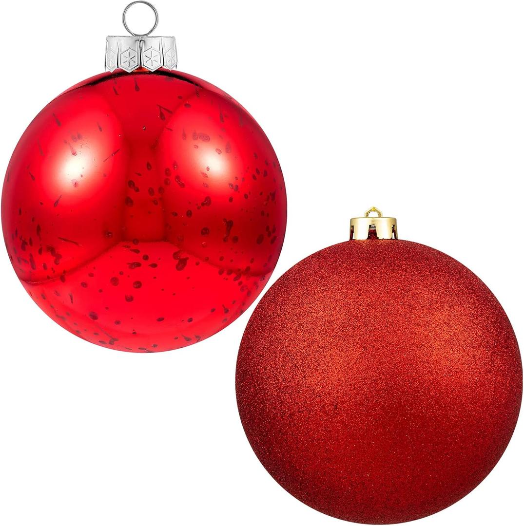 XmasExp 6in Large Christmas Ornaments Christmas Ball Ornaments Giant Tree Decoration Shatterproof Decorative Hanging Balls for Holiday Party Decor(Red, 2pcs)