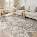 Area Rugs 5x7 Living Room: Washable Large Abstract Modern Neutral Rugs Soft Non Slip Stain Resistant Low Pile Carpet for Bedroom Dining Nursery Home Office Room Home Decor - Brown Grey