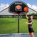 Trampoline Basketball Hoop, Fits Diameter 25mm - 32mm Straight & Curved Pole Basketball Hoop for Trampoline, Universal Trampoline Basketball Hoop Attachment with Ball, Pump and Protective Net.