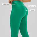 MCEDAR Compression Leggings No Front Seam for Women 25" with Pocket High Waisted Tummy Control Yoga Pants (Green, M)