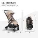 UPPAbaby Minu V3 Travel Stroller - Lightweight + Compact Design - One-Hand Fold + Unfold - from Birth + Overhead Compatible - Ada (Sandstone/Carbon Frame/Chestnut Leather)