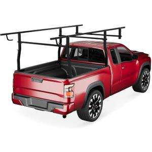 Full Size Steel Truck Ladder Rack, 1000 LBS Universal Over-Cab Ladder Rack for Trucks, 49 in-64 in Adjustable Non-Drilling Pickup Contractor Trailer Ladder Rack for Pickup Truck Kayak