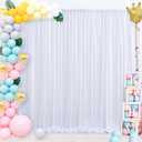 10x10ft White Backdrop Curtain for Wedding Parties Wrinkle Free Fabric White Drapes Backdrop Decoration for Baby Shower Birthday Photography Decoration 2 Panels, 5ft x 10ft