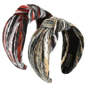 Fabric Headbands For Women's Hair Fashion Solid Color Headbands For Girls Woven Boho Headbands Knotted Elastic Head Wraps Wide Bohemian Headband Soft Top Knotted Ladie Turban Winter