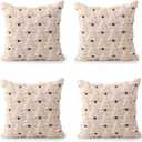 4 Pack 20" X 20" Christmas Pillow Covers Throw Pillow Cases Soft Plush Xmas Winter Christmas Tree Faux Fur Cushion Case for Chair Sofa Bedroom Living Room Home Decor (Beige)