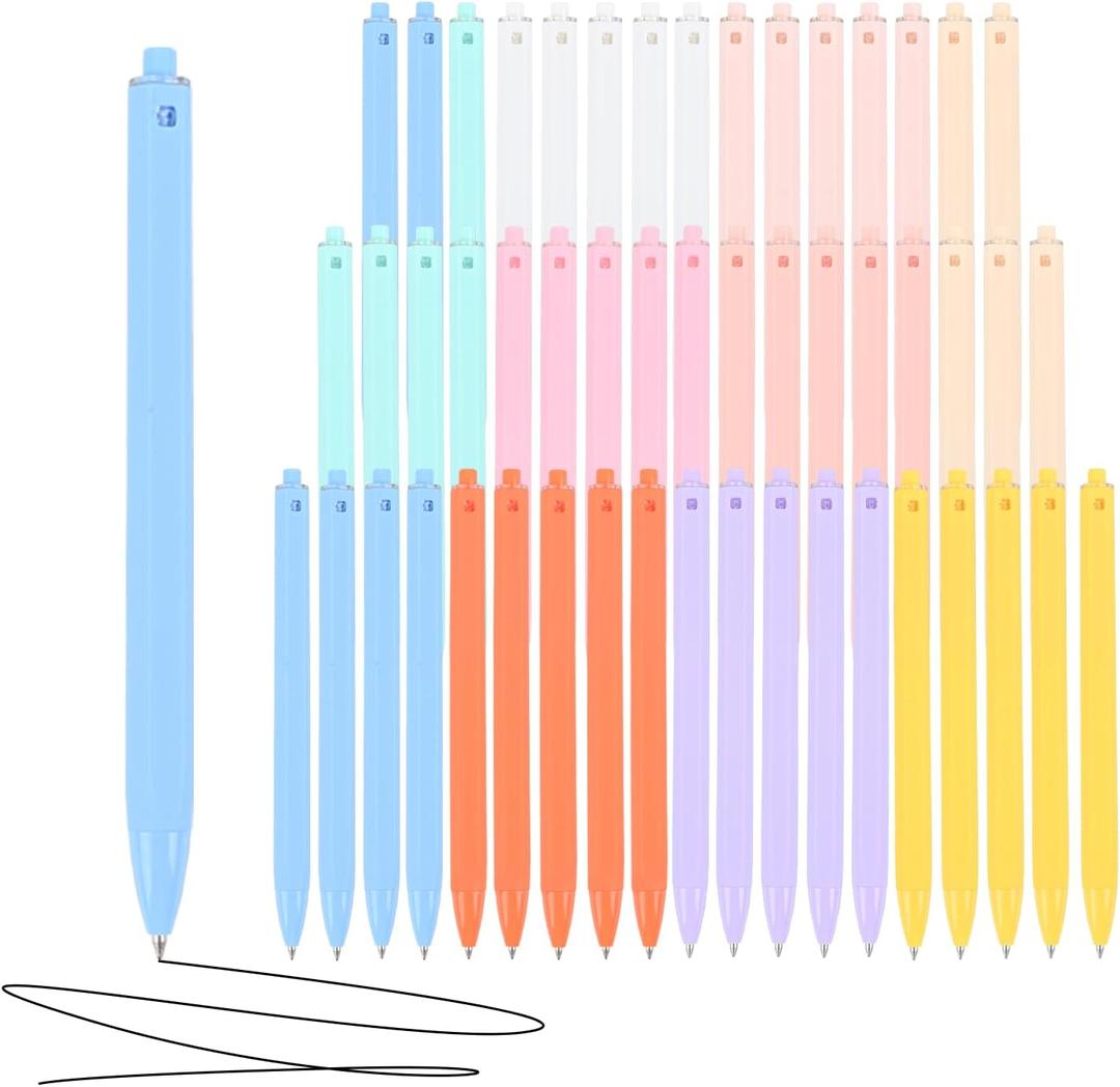 Bulk Pens -50-Pack Black Ink Pens - 1.0mm Medium Nib, Smooth Writing Non-Bleeding Ballpoint Pens, Retractable Click Pens (Black Ink)