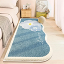 Soft Flower Bedside Rugs for Girls Bedroom,Kid & Pet Friendly 2X6 Ft Washable Non Slip Carpet,Floral Print Mat, Fluffy Shag Throw Area Rug for Kitchen, Laundry, Cute Daisy Blue