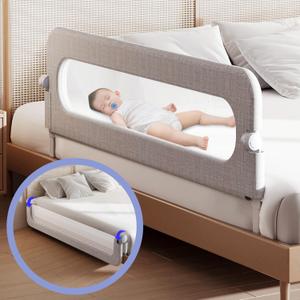 Toddler Bed Rail Guard for Baby - Toddlers Bed Rail for Queen Full King Twin Crib Bunk Size Bed Adjustable Heights & Foldable Portable Bedrail Extra Tall Child Safety Side Railing Guards for Kids(59") (59inch)