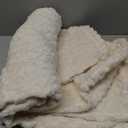 PHF Ultra Soft Flannel Fleece Throw Blanket, Lightweight 3D Jacquard Fleece Blanket, No Shedding, No Pilling, Luxury 340GSM Aesthetic Fluffy Cozy Throws for Couch Room Decor, 50"x60", Cream