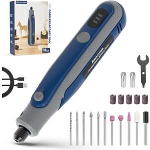 Rotary Tool, Cordless Rotary Tool Kit 4V, Mini Cordless Rotary Tool, Variable Speed, for Carving, Engraving, Sanding, Polishing, Cutting, DIY Crafts and Pet Nails, Navy Blue