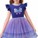LQSZ Girls Tulle Dresses Princess Flutter Sleeve Tutu Dress for Toddler Girl 3-12 Years (S)