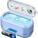 Professional Ultrasonic Jewelry Cleaner with Digital Timer,50KHz Ultrasonic Cleaner Machine with 304 Stainless Steel for Jewelry, Eyeglasses, Rings, Coin, Watch Strap, Dentures, Hygiene Items (Blue)