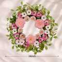24 Inch Artificial Peony & Rose Wreath for Front Door | Handmade Summer Door Decor, All-Season for Porch, Garden & Window