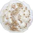 WIFELAI-A Golden Rhinestone Brooch Wedding Flowers Bridal Bouquets Crystal Bride Holding Bouquet White Ivory Satin Roses with Diamond