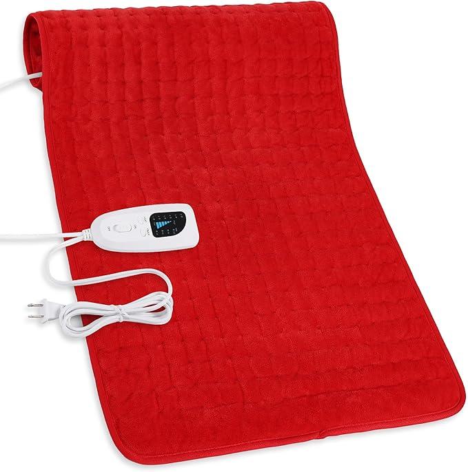 Heating Pad,Electric Heating Pads for Back,Neck,Moist Heating Pad for Abdomen Shoulder Knee Legs,Dry/Moist Heat&Auto Shut Off,Mother's Day Birthday for Men and Women,Red,33x17 Inch