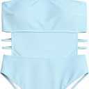 Women Cut Out One Piece Swimsuit Slimming Sexy Tummy Control Bathing Suit Swimwear (L)