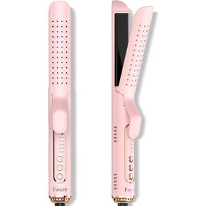 Chill Set Soft-Air Curling Iron with Cooling Air Vents, 2-in-1 Hair Straightener and Curler, Upgraded Long Barrel for Quick Styling, Pink