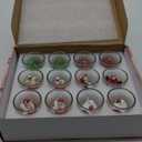 12-Pack Christmas Glass Votive Candles - Festive Decor Set with Santa, Snowman, Pinecone, Cedar, Elk and House Designs - Good for Xmas Holiday Decorations, Parties and Gifts (White Green Red)