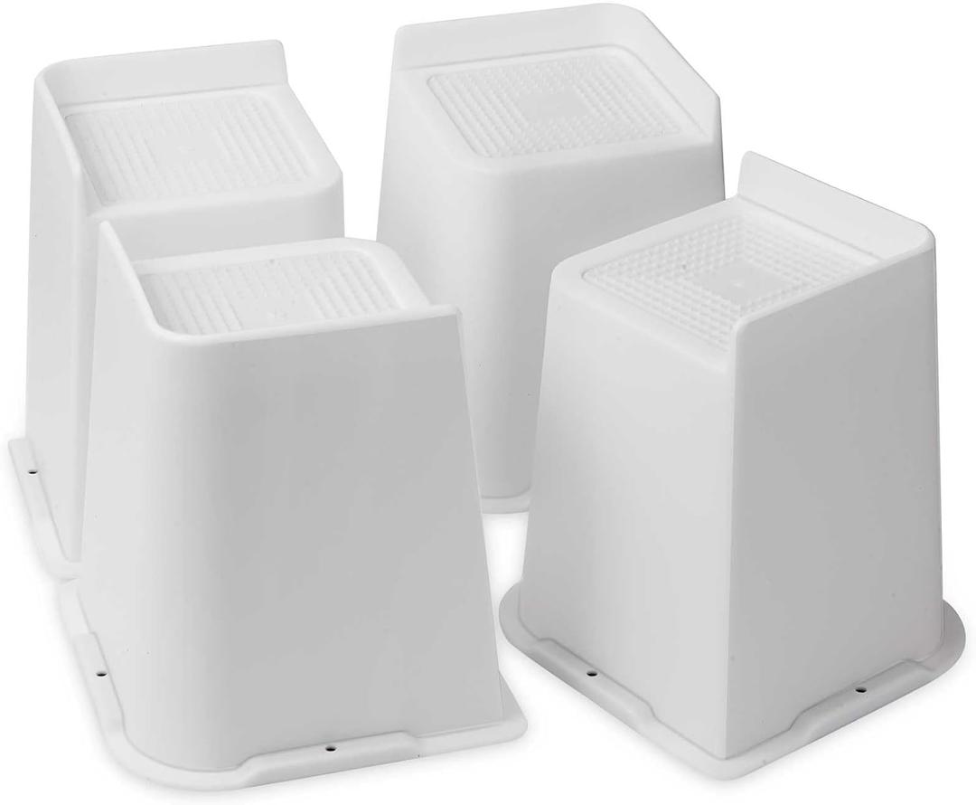 Bed Risers 1 inch, 2 inch, 3 inch, 4 inch, 6 inch, 8 inch Heavy Duty, Oversized Furniture Riser for Couch Sofa Table Chair Leg Frame Dorm, Support up to 6000 Lbs (White 4 Pack, 6 inch)