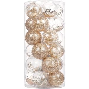 24ct Shatterproof Clear Christmas Ball Ornaments Decorative Xmas Baubles Delicate Balls Decorations (2.36''/60mm,Champagne) (Champgne)