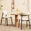 Kitchen Dining Chairs Set of 2 Modern Upholstered Leather Farmhouse Dining Room Chair with Metal Legs, Black/Beige