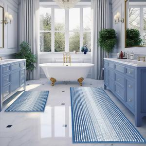 BSICPRO Bathroom Rugs and Mats Sets, 2 Piece Thick Absorbent Chenille Bath Mat Rug Set Non Slip, Soft Shaggy Bath Room Floor Mats for Bathroom, Machine Washable (Sky Blue, 20" x 47" Plus 16" x 24") BSICPRO Bathroom Rugs and Mats Sets, 2 Piece Thick Absorbent Chenille Bath Mat Rug Set Non Slip, Soft Shaggy Bath Room Floor Mats for Bathroom, Machine Washable (Sky Blue, 20" x 47" Plus 16" x 24")