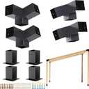 Pergola Kit, Slanted Roof Pergola Bracket, 3-Way Brackets with Post Base Kit, Log Cabin Outdoor 4"x 4" (Actual 3.5" X 3.5") Lumber