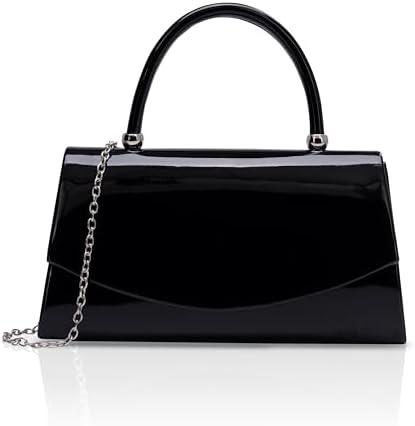 Larcenciel Women's Evening Handbags, Glitter Top Handle Evening Clutch Purse w/Chain for Party Prom Wedding Cocktail Club