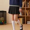 3 Pairs Kids Girls Knee High Socks Cotton Uniform School Dress Socks Seamless Toe (White)