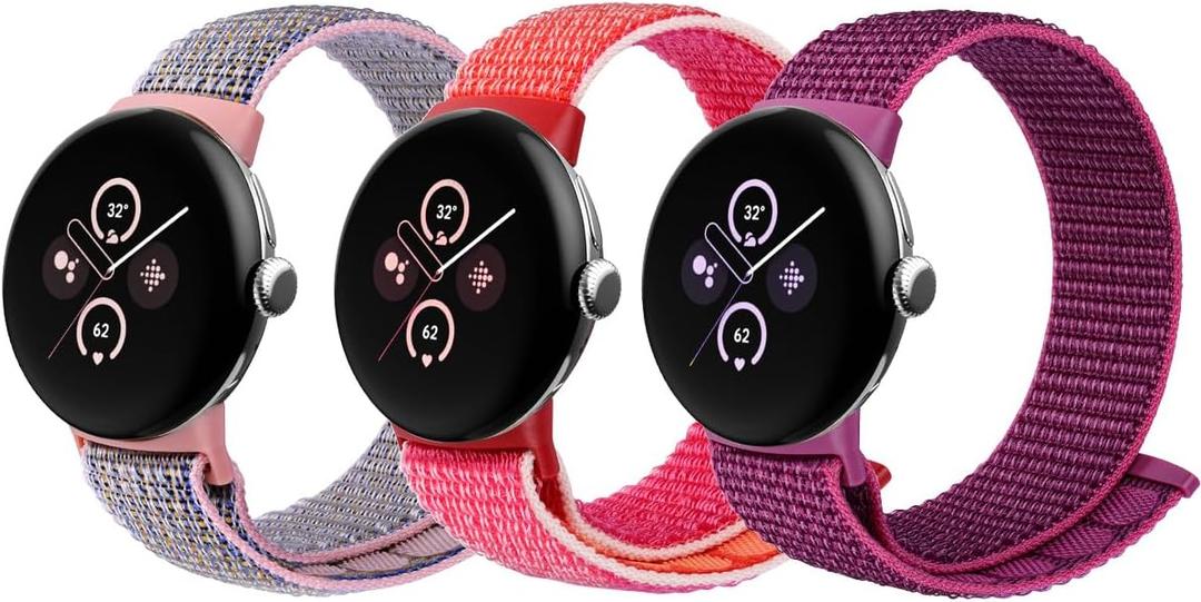 BlackPro Compatible with Google Pixel Watch 4 45mm/3 41mm Band, Adjustable Breathable Sport Strap for Google Pixel 4/3/2/1 Band for Men Women (A-SandPink+PomeRed+Pitaya)