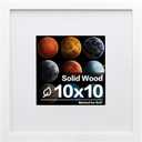 Egofine 10x10 Picture Frame White,Made of Solid Wood with HD Plexiglass for Pictures 6x6 with Mat or 10x10 without Mat, Tabletop and Wall Mounting Display