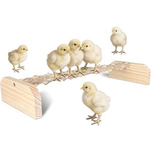 Natural Textured Wood Baby Chicken Roosting Perch - Poultry Perch Toy for Chick/Bird, Easy Install Chick Roost for Brooder Box/Coop Accessories