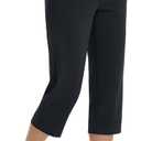 baleaf Womens Capri Pants High Waisted Straight Leg Yoga Capris Leggings with Pockets Crop Workout 21" Summer Pants (Black, XXL)