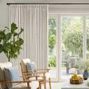 Pinch Pleated Blackout 102 Inch Curtains 70 Inch Wide Linen Dual Layer Soundproof Farmhouse Bedroom Window Curtains for Living Room Cream Natural Hooks Rings Back Tab 100% Black Out Drapes 1 Panel