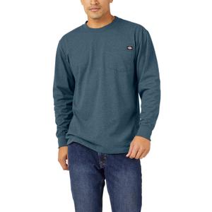 Dickies Big and Tall Men's Long Sleeve Heavyweight Crew Neck (Large, Baltic Blue Single Dye Heather)