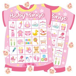 24 Player Baby Shower Bingo Cards - Pink Newborn Baby Bingo Party Activity Supplies