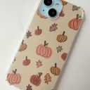 Watercolor Pumpkin Fall Leaves Case Compatible with iPhone 14, Cute Halloween Vibe Case for iPhone 14, Trendy Unique Design TPU Bumper Cover Case