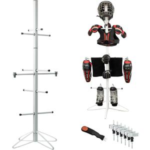 Ceaz Hockey Gear Drying Rack - Metal Tree Dryer Stand for Hockey Equipment - Organizer to Dry and Store Sports Gear - Includes Skate Sharpening Tool and 6 Hanging Clips