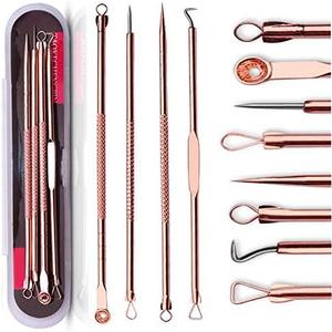 ZTRHYOO Blackhead Remover Pimple Comedone Extractor Tool Best Acne Removal Kit - Treatment for Blemish, Whitehead Popping, Zit Removing for Risk Free Nose Face Skin with Case(Rose, 4 Piece Set)