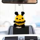 Bee Car Accessories,Super Cute Swinging Bumblebee Car Mirror Hanging Ornament Crochet Cars Interior Accessories,Gift for Bee Lovers,Crochet Lovely Bag Ornament,Automotive Interior Decorations