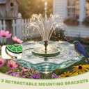 AISITIN 3.5W Solar Bird Bath Fountain with Built-in 1800mAh Battery, Solar Water Pump with 8 Nozzles, Solar Powered Floating Fountain for Outdoor Garden, Birdbath, Pond, Pool, Fish Tank - Dark Green