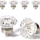 Crystal Vintage Cabinet Knobs Cabinets Knob, 4 Pack Flower Glass Brushed Nickel Clear Crystals Small Pull for Closet Dresser Drawers Cupboard Wardrobe, Solid Retro Pulls Old Fashioned Drawer Handle
