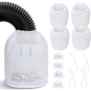 4 Pack Dryer Vent Lint Catcher Bags, Lint Trap Catcher for Dryer Vent, Indoor Outdoor Dryer Lint Catcher Trap and Filter, Dust Catching for Ventless Dryer Vent to Capturing Lint and Dust
